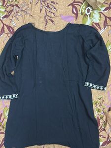 Elegant Black Kurta with White Dupatta