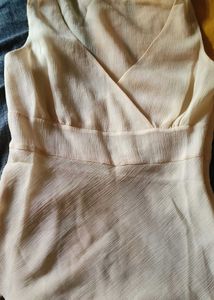 Cream V-Neck Wrap Top