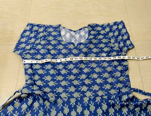 Blue Printed Ethnic Gown 📍Free Delivery