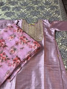 Elegant Pink Kurta Set with Floral Dupatta