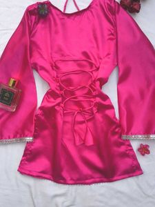 Hot pink Dori neck corset kurti 🩷