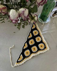 Crochet Sunflower Bandana Scarf💖