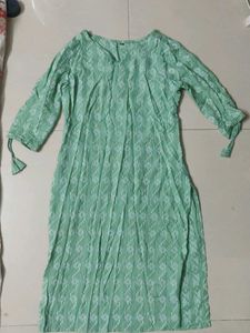 Green Printed Cotton Kurti