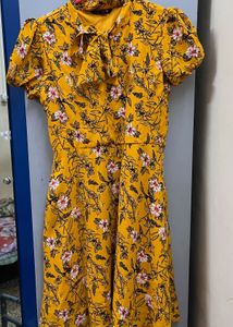 Yellow Floral Puff Sleeve Dress