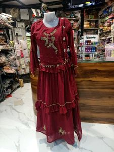 Maroon Embellished Dress