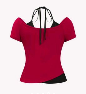 Red Graphic y2k Halter Neck Top