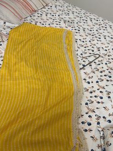 Yellow Embroidered With Mirror  Work Kurta Kaftan
