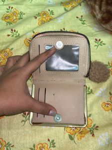Cute Mauve Wallet with Pom-Pom