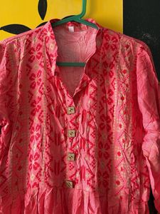 Pink Ethnic Anarkali Kurti