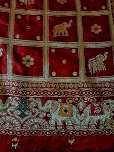 Exquisite maroon Embroidered Banarasi Silk Saree