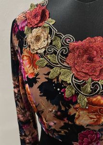 Elegant Floral &amp; Velvet dress