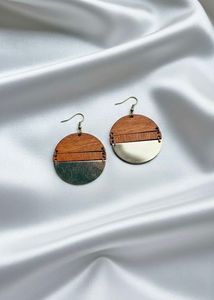 Boho Wood & Silver Earrings