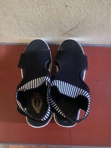 Black &amp; White Striped Sandals