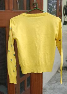 Yellow Heart Embroidered Cardigan