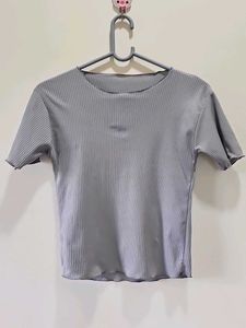 Ribbed Grey Top