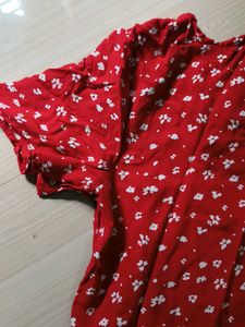 Red Floral Print Top