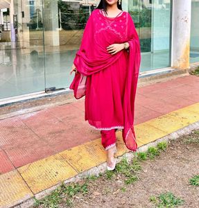 Vibrant Pink Kurta Set with Dupatta
