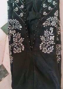Black Sliver Embroidery Kurta