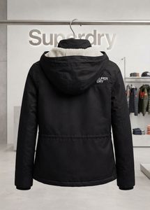 Superdry Black Lined Parka Jacket