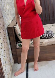 Elegant Red Co-ord Set With Skorts