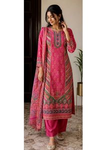 Elegant Pink Printed Kurta Set with Dupatta