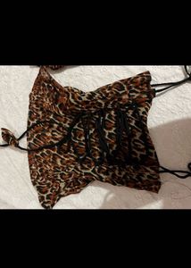 y2k Leopard Print corset back cami Top