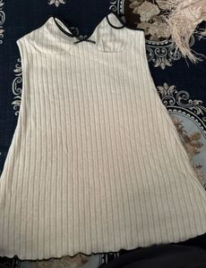 Ribbed Nightgown with Black Trim