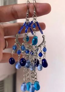 Y2K Blue Beaded Chandelier Earrings🩷✨