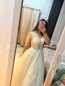 Elegant cream golden handwork gown🎀❤️🦋