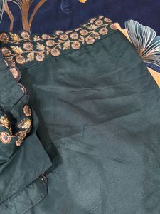 Designer Green Embroidered Saree with Blouse