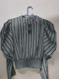 Striped Puff Sleeve Top