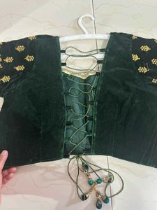 bottle green colour lehenga choli