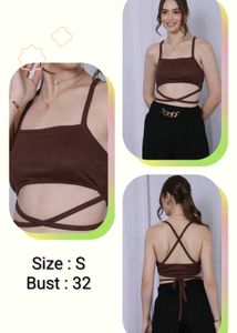 Brown Tie Up Crop Top