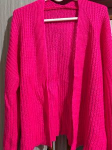 Vibrant Pink Knit Cardigan