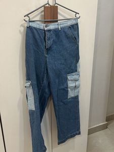 Forever 21-Stylish Blue Denim Cargo Pants