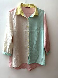 Color Block Button-Up Shirt