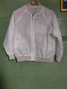 Sheer White Lightweight Jacket with Cute Print