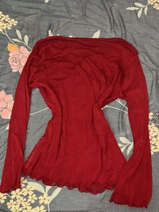Y2K red gorgettee top