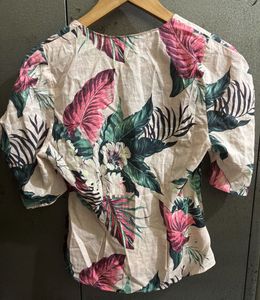 Floral Print Wrap Top