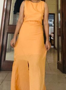 Slit Backless Gown With Lining Miss Chase