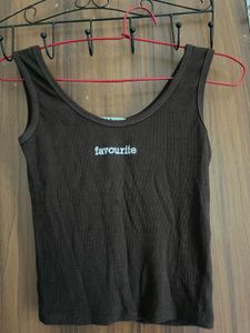 Brown Ribbed "Favourite" Tank Top