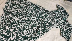Chic Green Leaf Print Midi Dress