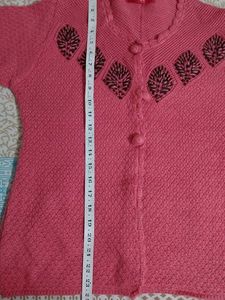 Pink Embroidered Cardigan