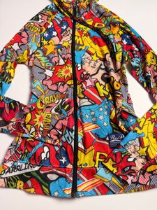 Comic Print Zip-Up Hoodie