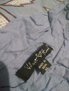 Blue Crushed Texture Long Sleeve Shirt