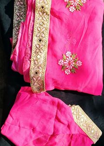 Vibrant Pink Embroidered Saree
