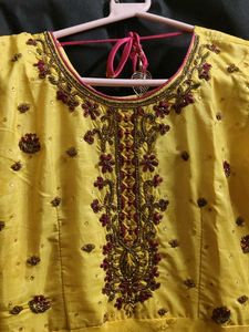 Yellow Embroidered Ethnic Gown