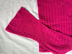 H.M Women's Hollow Out Crochet Knit Crop Top