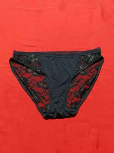 Women's Navy Blue Floral Lace Brief