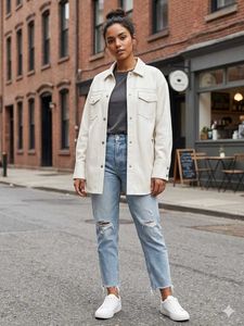 Leather off white or beige shirt